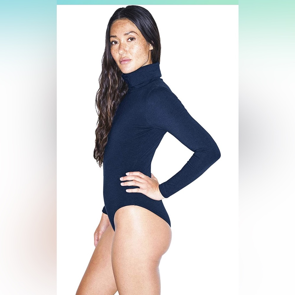 american apparel navy turltle neck bodysuit